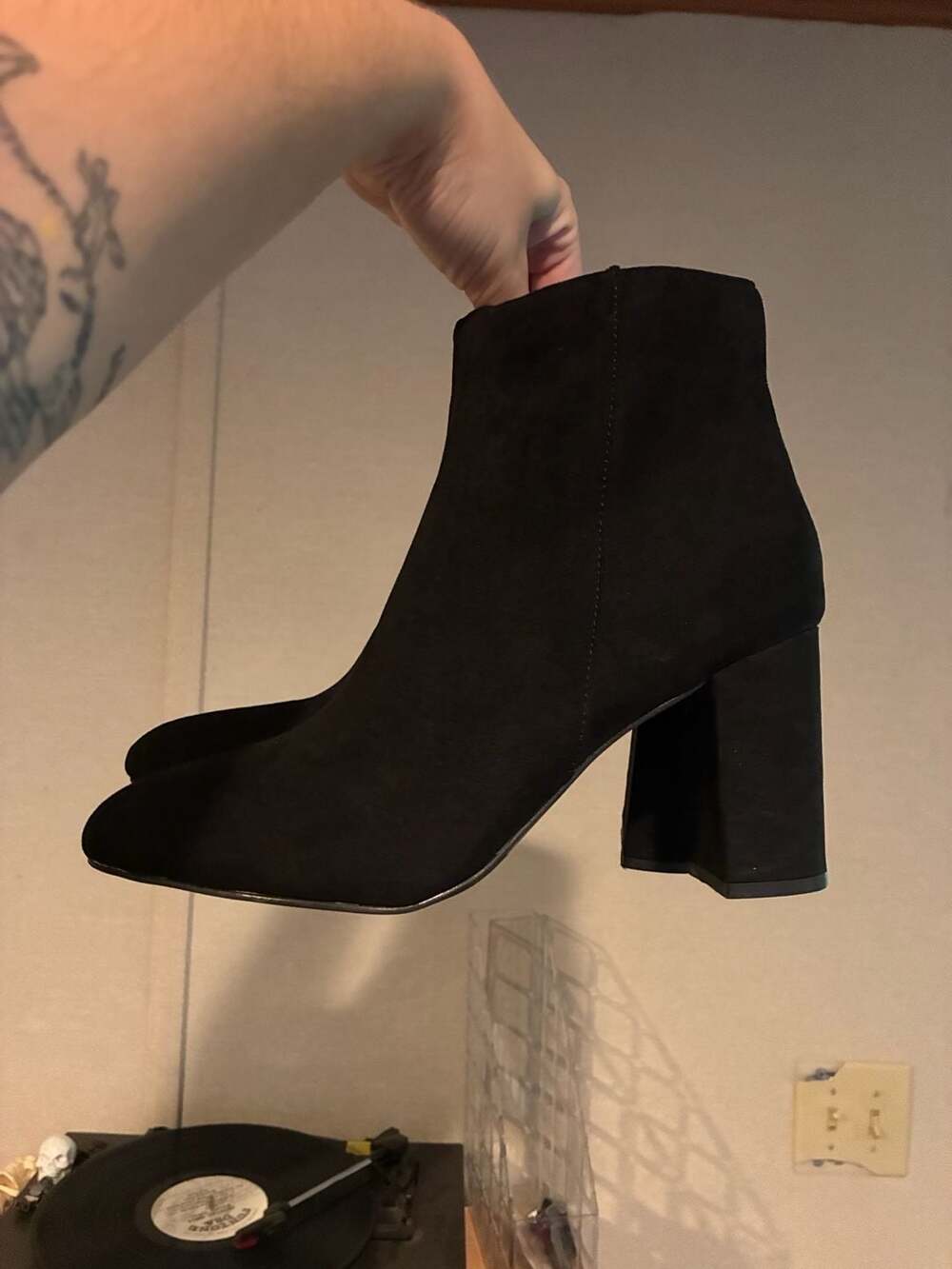 Black Suede-Look ankle Boots